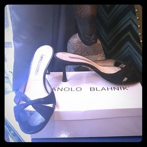 Manolo Blahnik Black Suede Mule